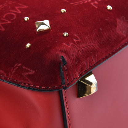 MCM Velvet Studded Mini Insignia Milla Tote Ruby Red 11 of 12