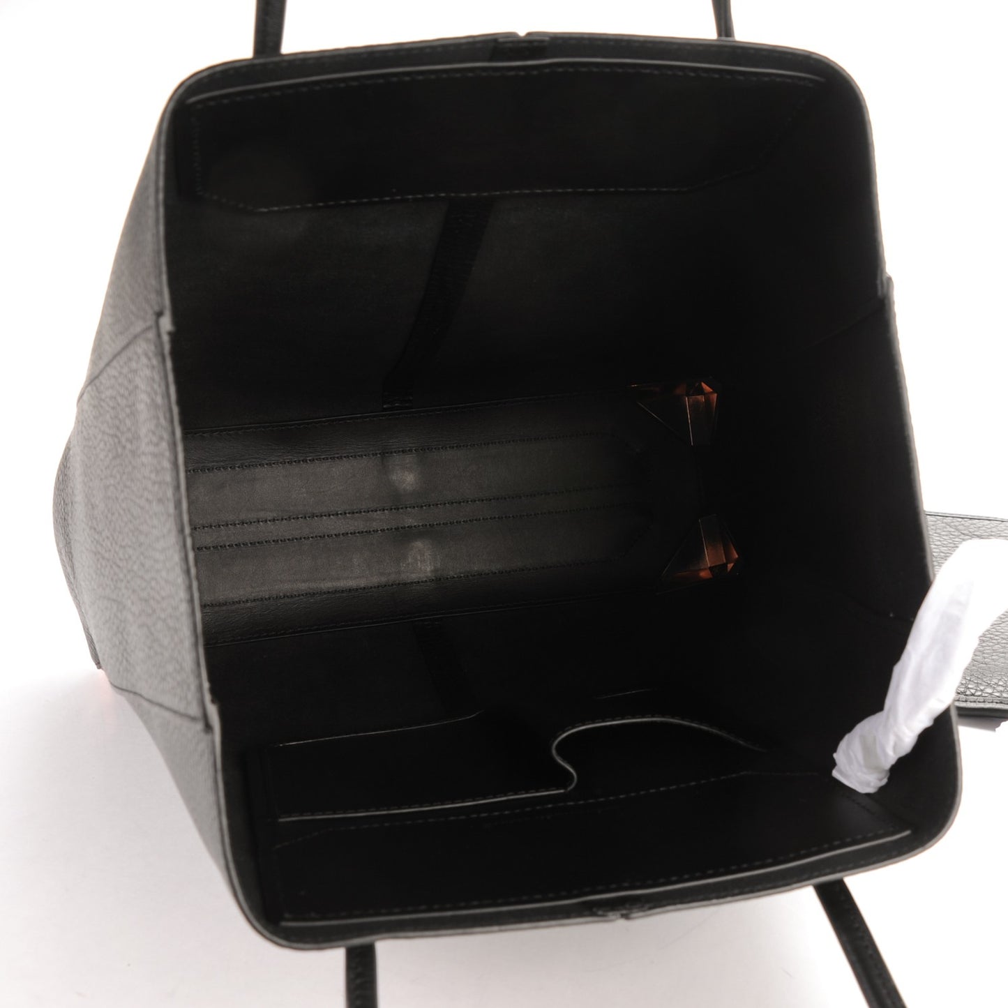Pebbled Calfskin Prisma Skeletal Tote Black Rose Gold Hardware