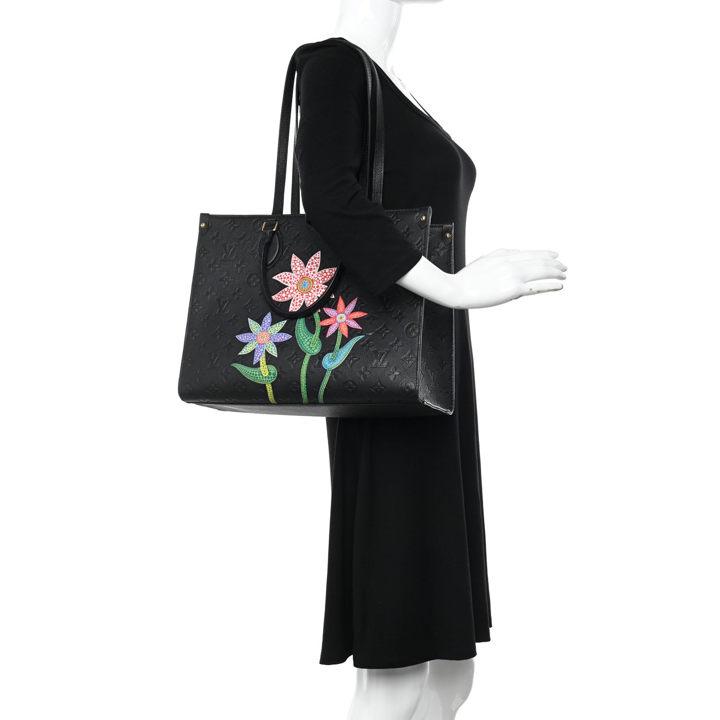 LV X YK Empreinte Inlaid Kusama Flowers Onthego MM Black