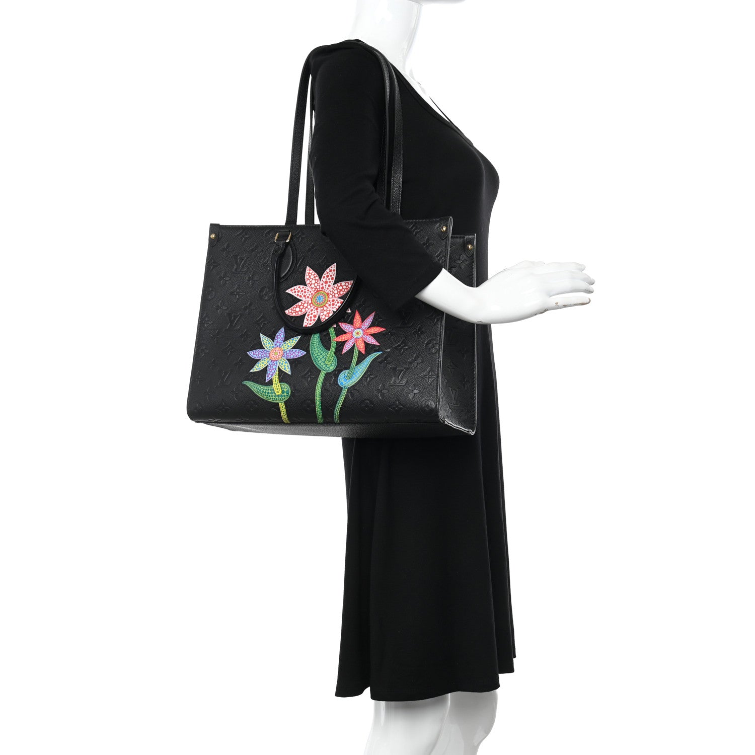 Louis Vuitton LV X YK Empreinte Inlaid Kusama Flowers Onthego MM Black 2 of 10