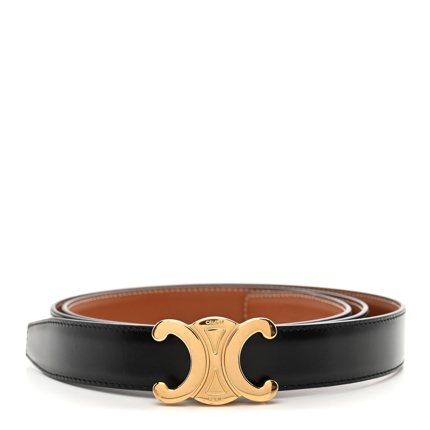 Box Calfskin Reversible Triomphe Belt 95 38 Black Tan