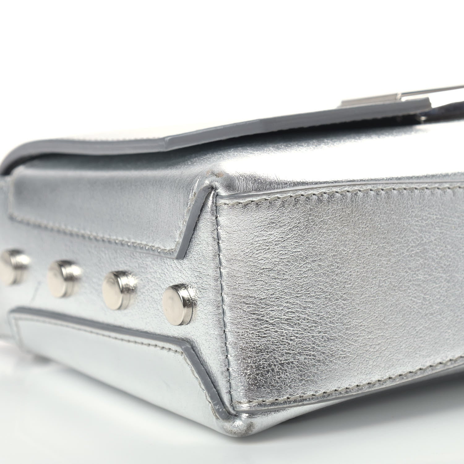 Jimmy Choo Metallic Calfskin Lockett Petite Shoulder Bag Silver 5 of 10