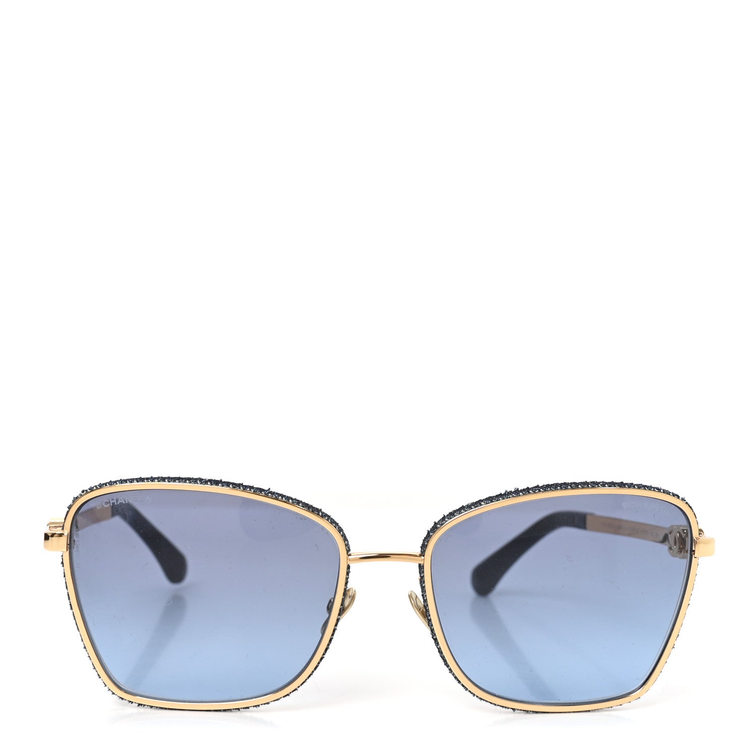 Chanel Metal Calfskin Denim Square Sunglasses 4289-Q Blue 2 of 7