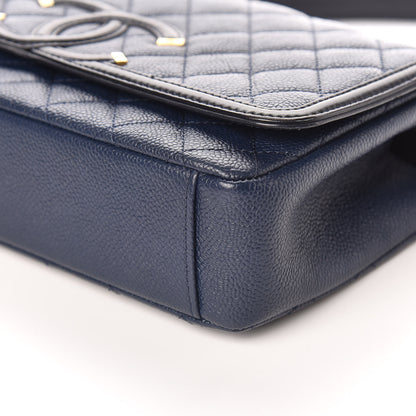 Chanel Caviar Quilted Medium CC Filigree Flap Navy Black 9 of 11