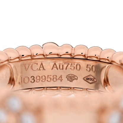 Van Cleef & Arpels 18K Rose Gold Diamond Sweet Perlee Clovers Ring 50 5.5 4 of 5