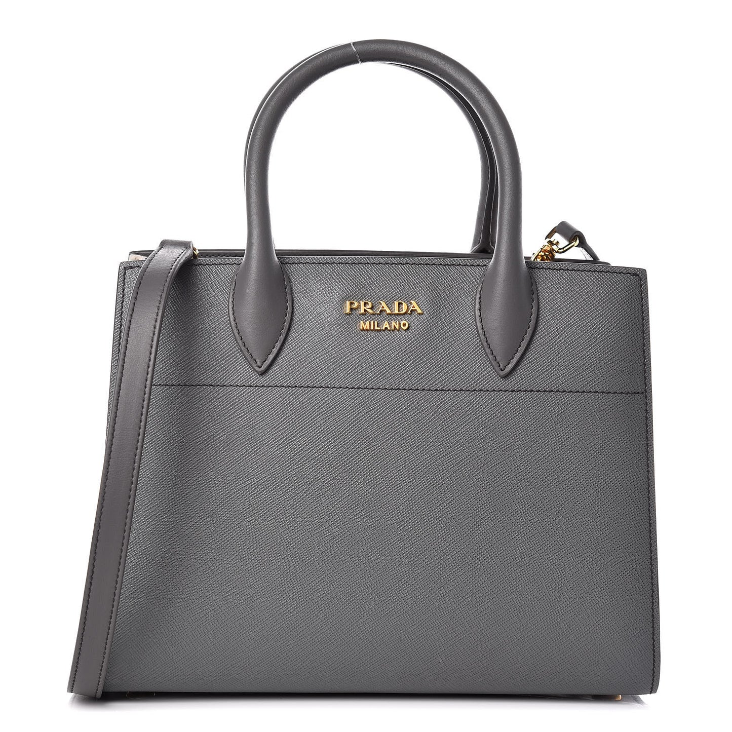Saffiano City Calfskin Small Bibliotheque Top Handle Mercurio Talco