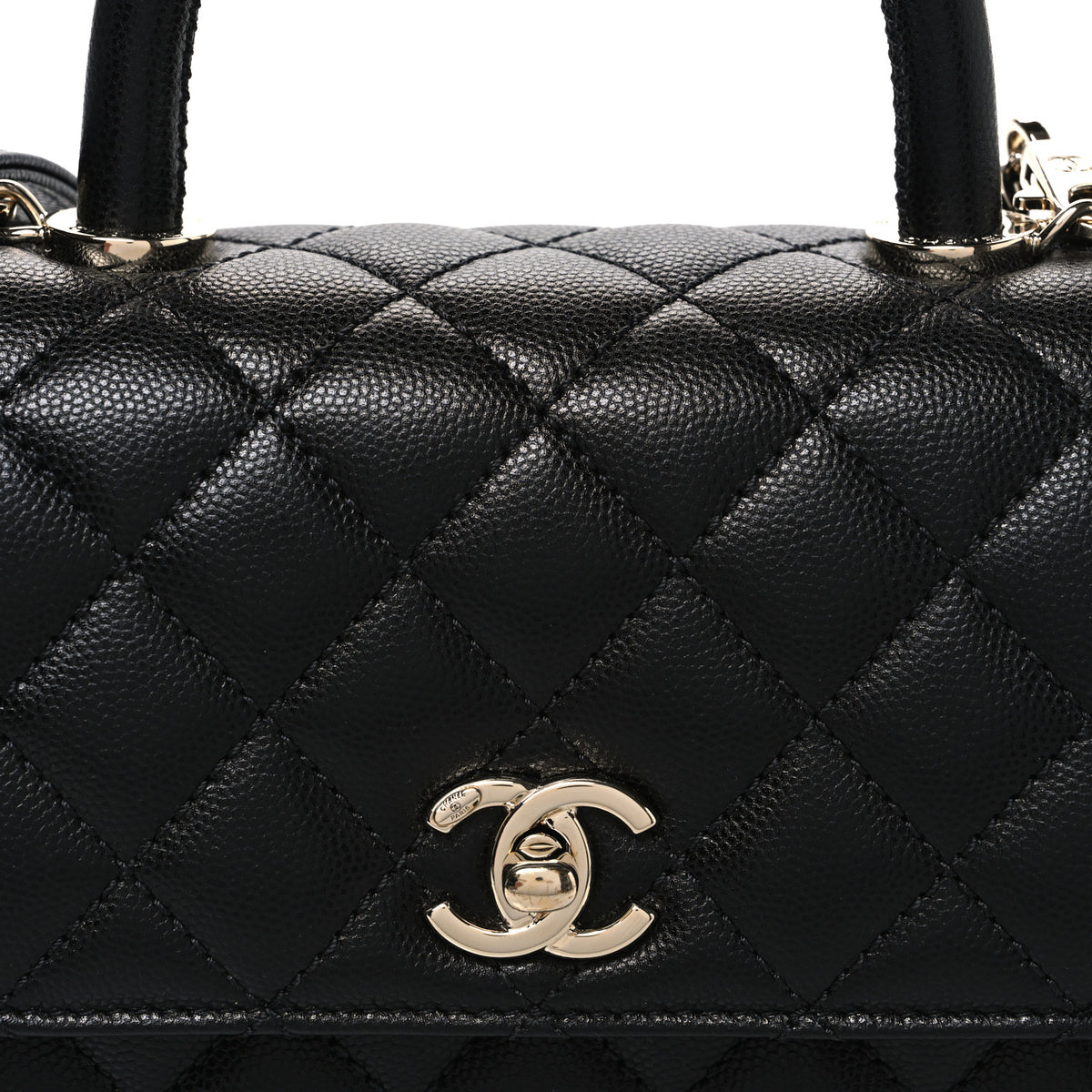 Caviar Quilted Mini Coco Handle Flap Black