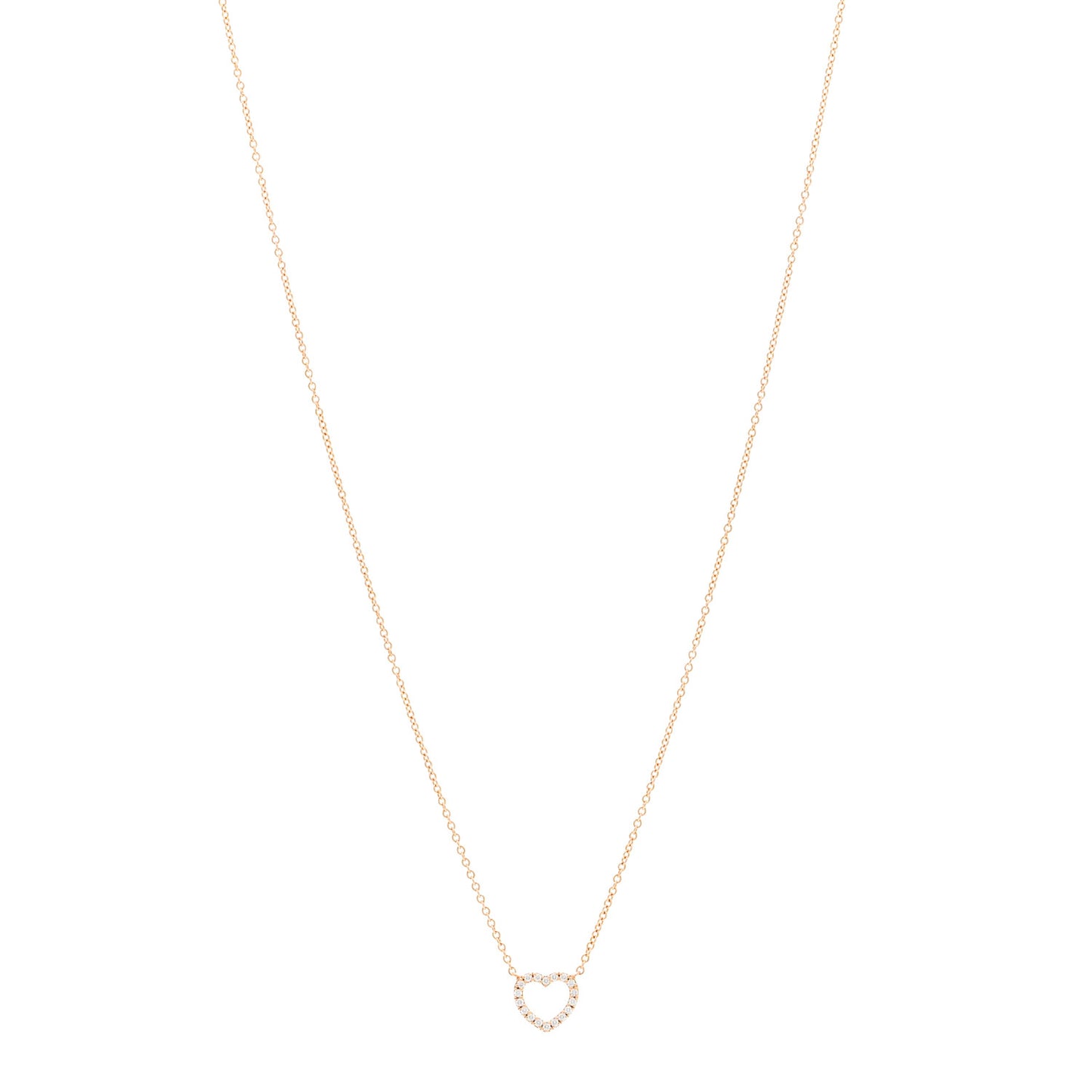 18K Rose Gold Diamond Metro Heart Pendant Necklace