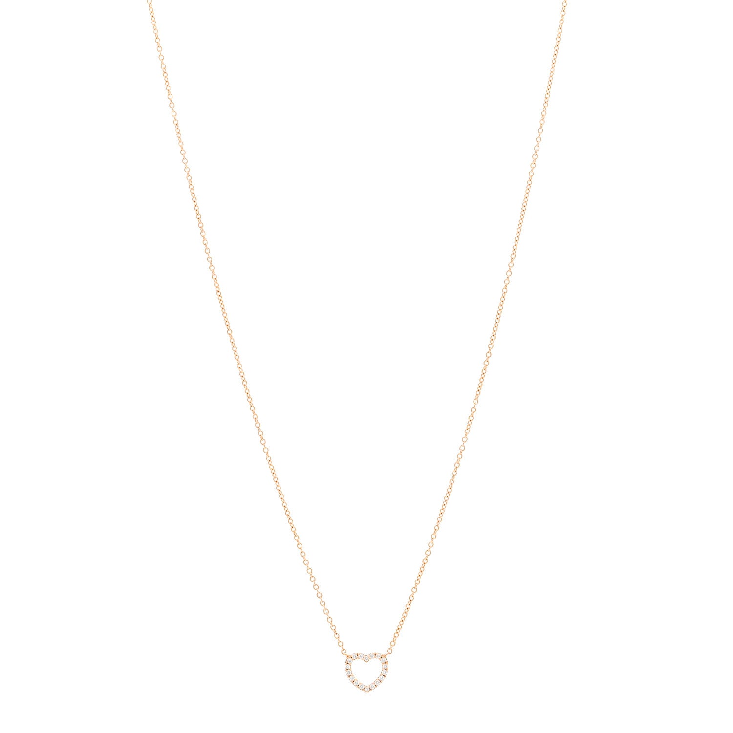 Tiffany 18K Rose Gold Diamond Metro Heart Pendant Necklace 1 of 4