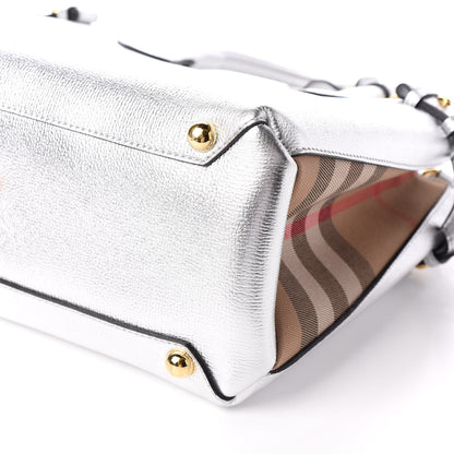 Burberry Metallic Grainy Calfskin House Check Medium Banner Tote Silver 8 of 8