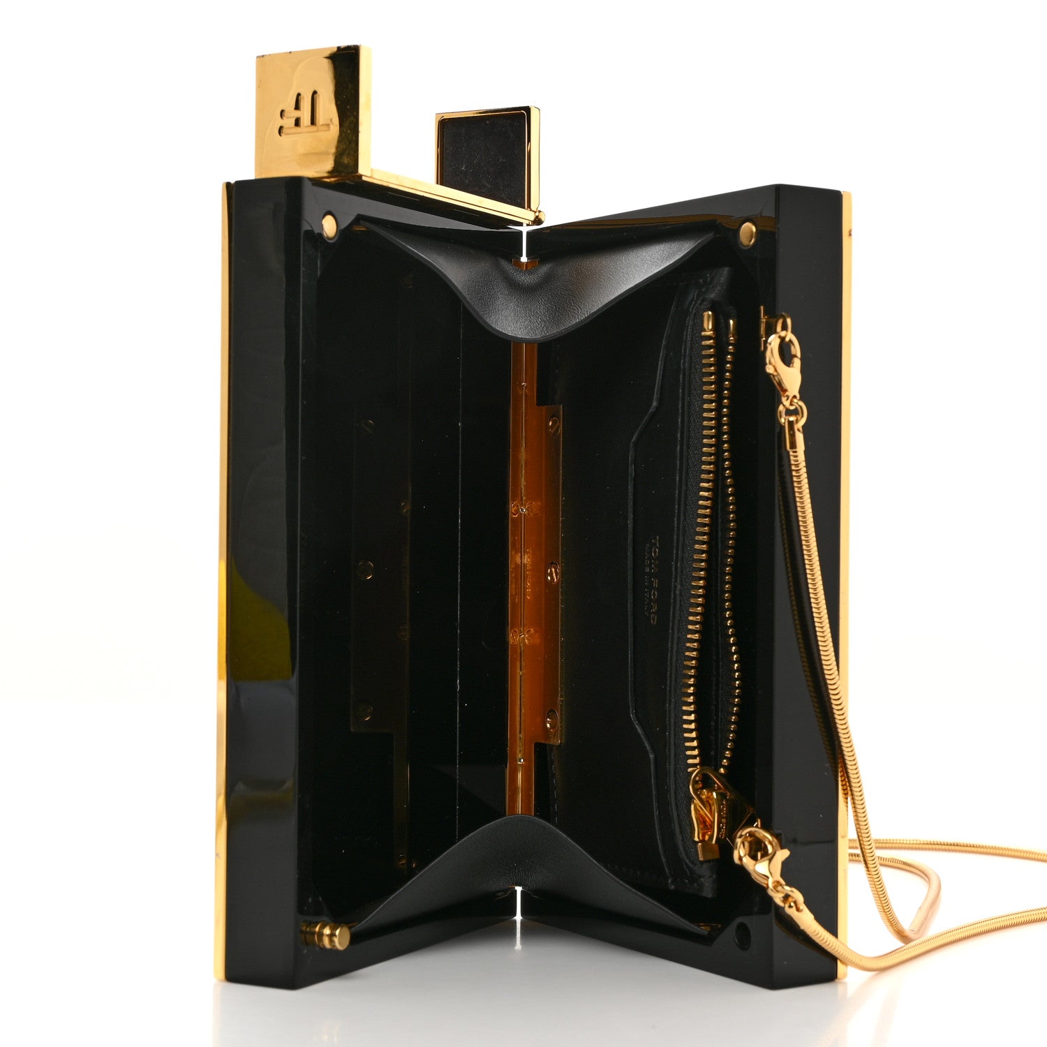 Tom Ford TOM FORD Plexiglass Lipstick Minaudiere Clutch Black Gold 5 of 6