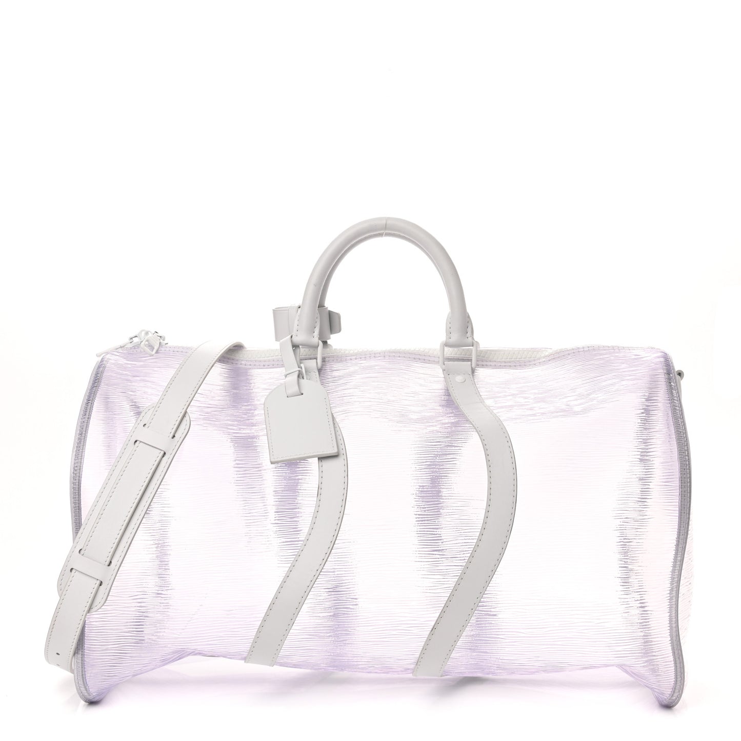 PVC Epi Embossed Wavy Keepall Bandouliere 50 White