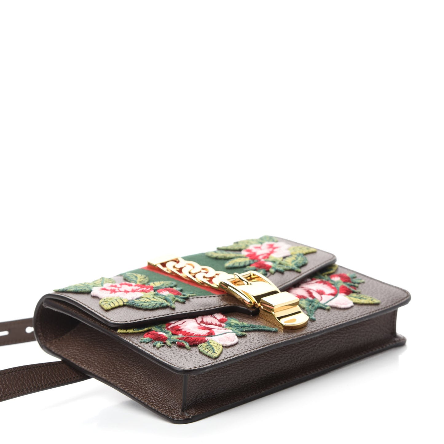 Calfskin Embroidered Sylvie Belt Bag Brown