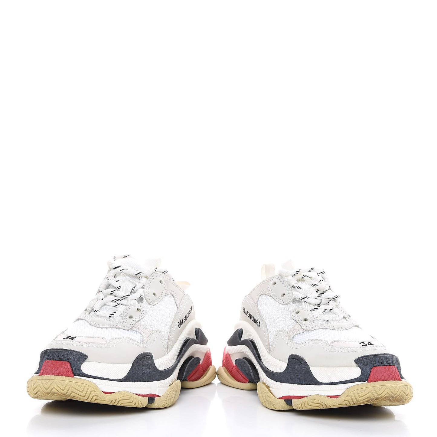 Fabric Mesh Womens Triple S Sneakers 38 Grey Red White