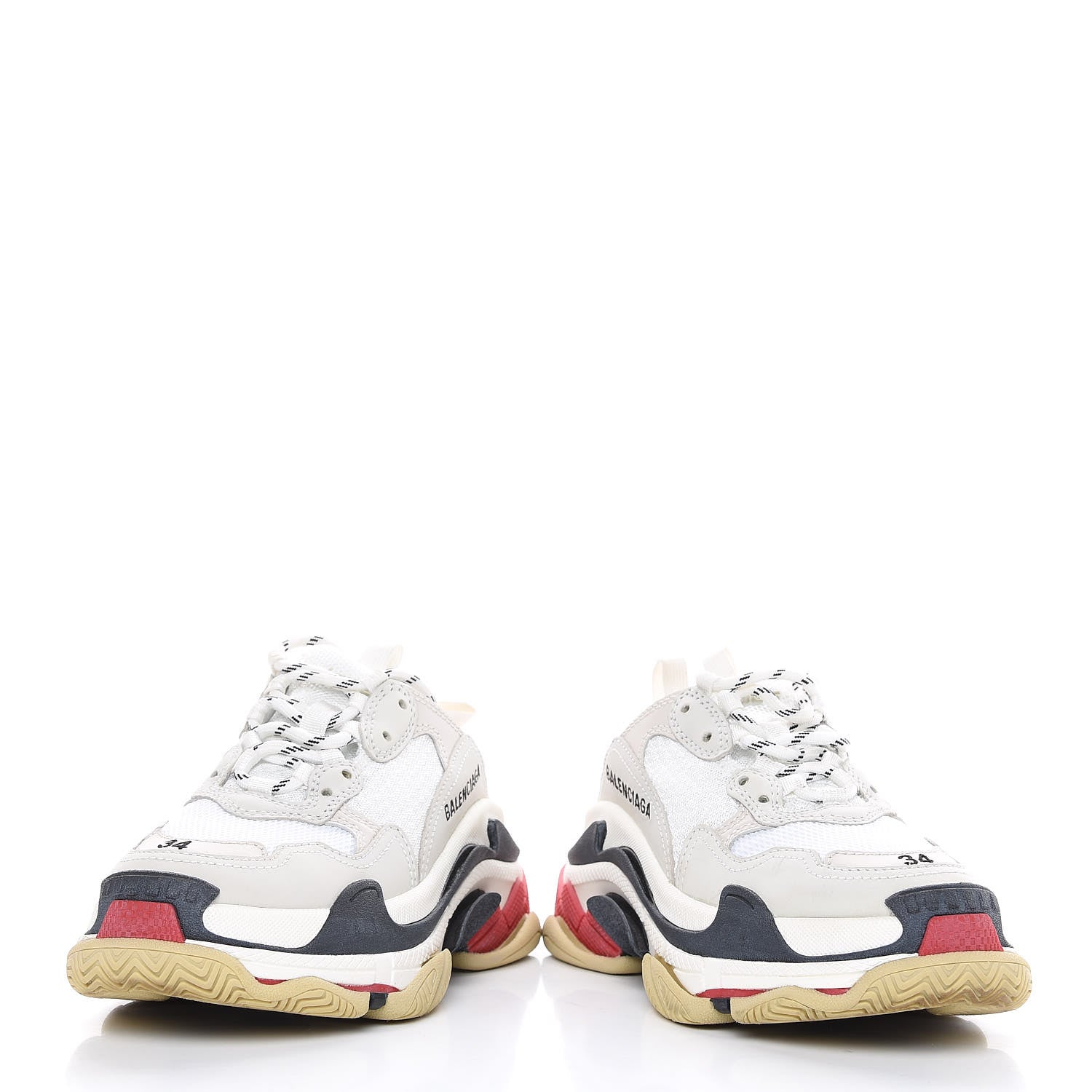 Balenciaga Fabric Mesh Womens Triple S Sneakers 38 Grey Red White 6 of 10
