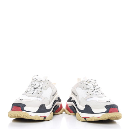 Balenciaga Fabric Mesh Womens Triple S Sneakers 38 Grey Red White 6 of 10