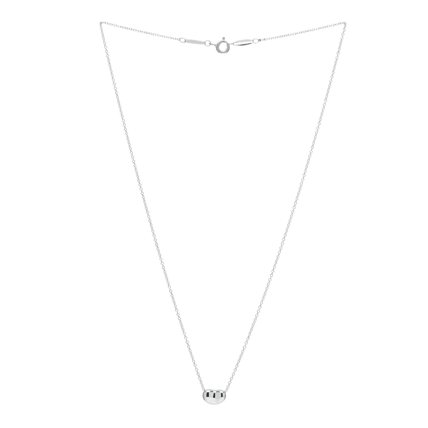 Tiffany Sterling Silver 9mm Elsa Peretti Bean Pendant Necklace 2 of 4