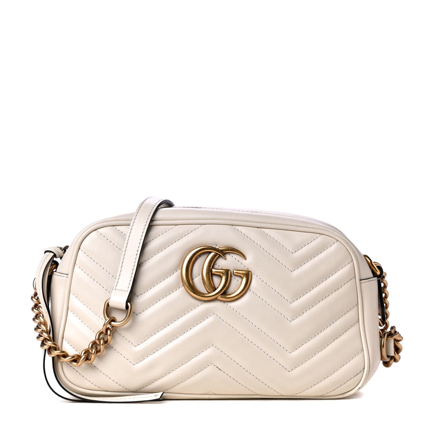 Calfskin Matelasse Small GG Marmont Chain Shoulder Bag White