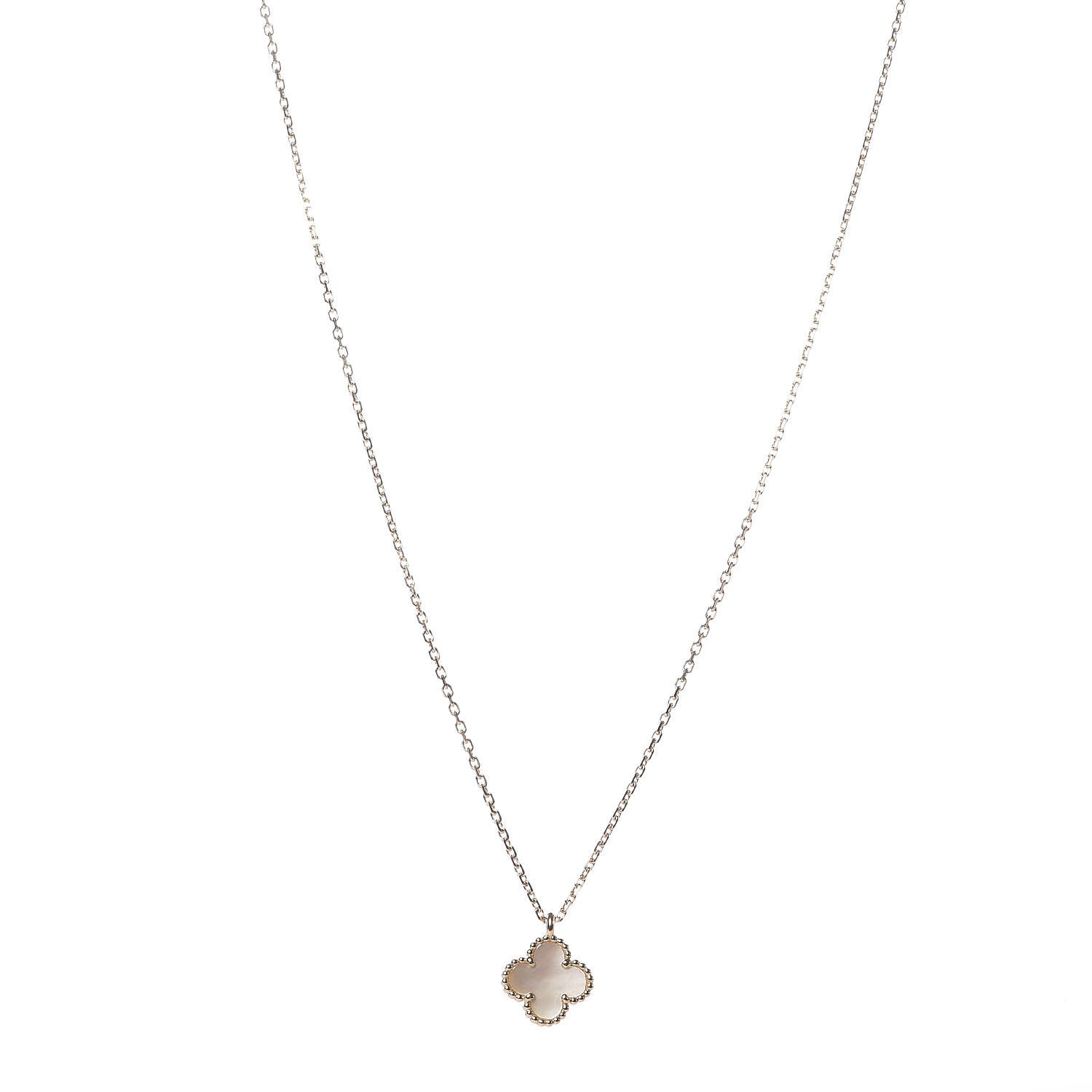 Van Cleef & Arpels 18K Yellow Gold Mother of Pearl Sweet Alhambra Pendant Necklace 1 of 8