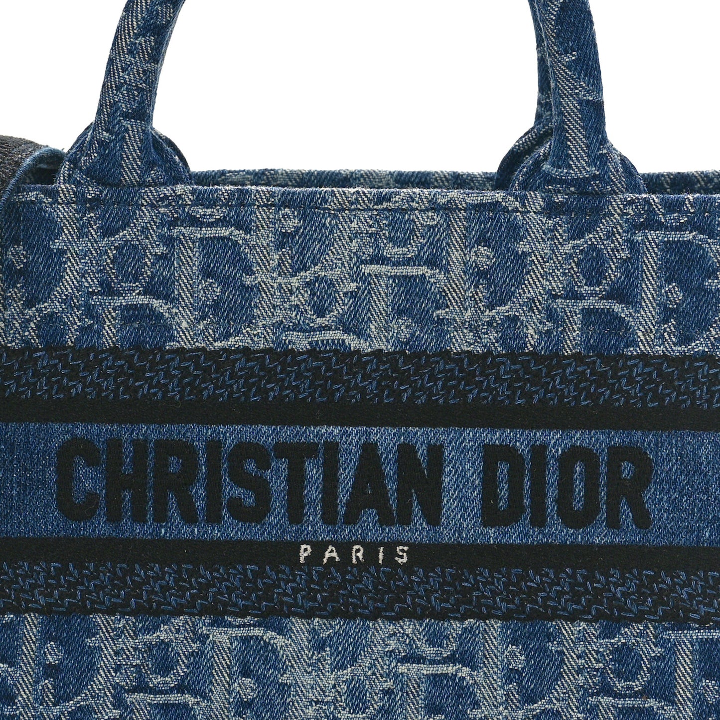 Denim Oblique Mini Book Tote With Strap Blue