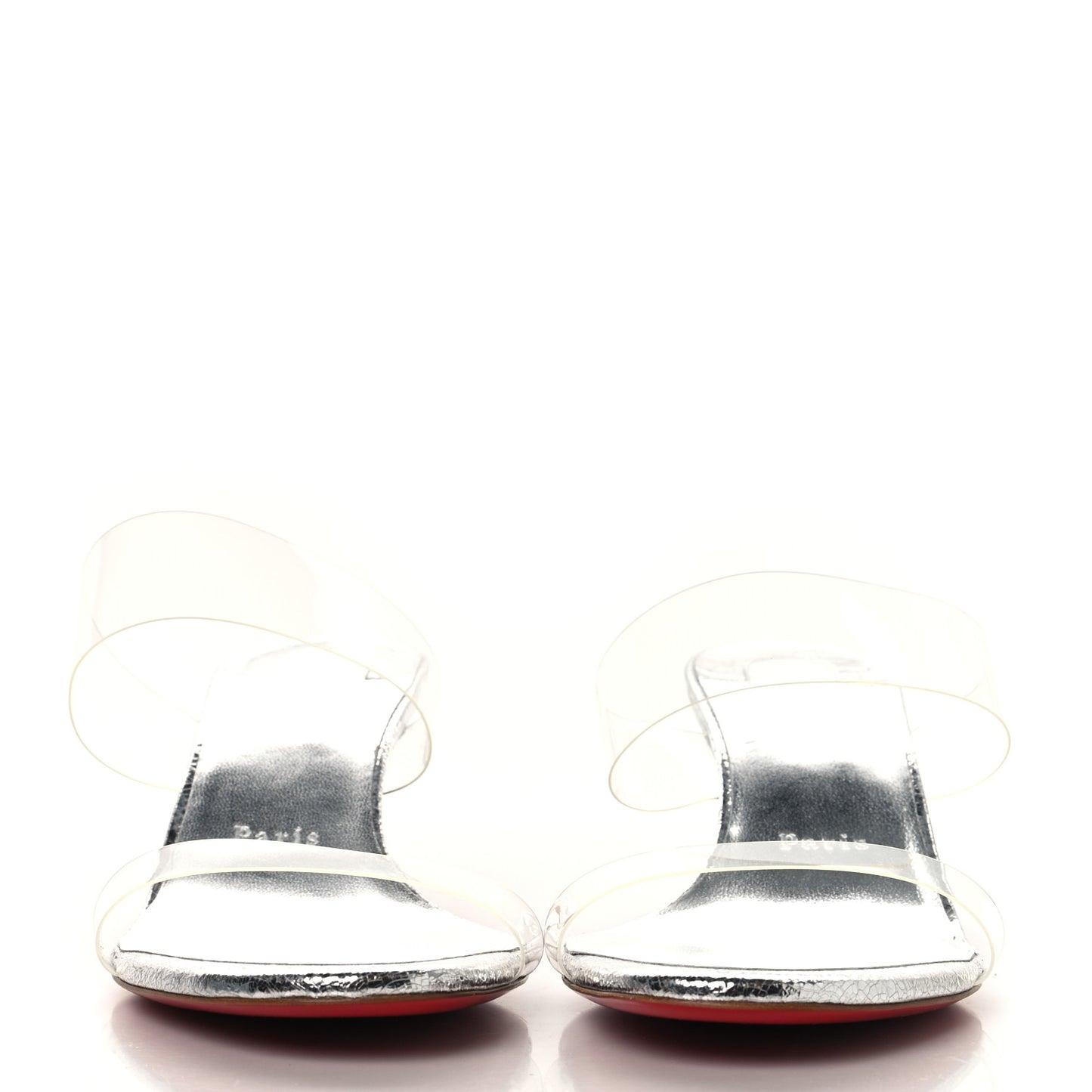 Laminated Vint Calfskin PVC Just Nothing 55 Slide Sandals 40 Silver