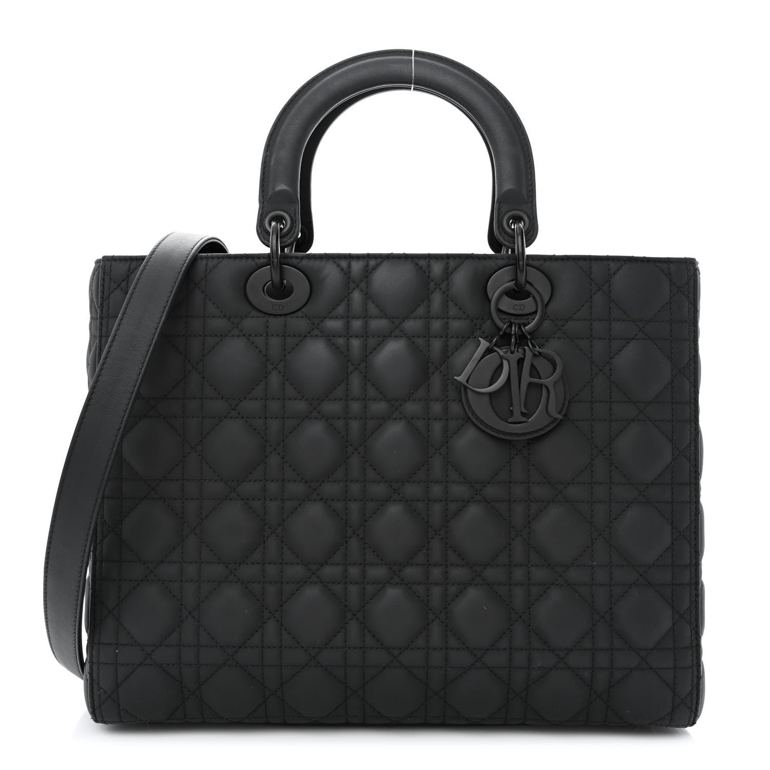 Christian Dior Ultra Matte Calfskin Cannage Large Lady Dior Black 1 of 11