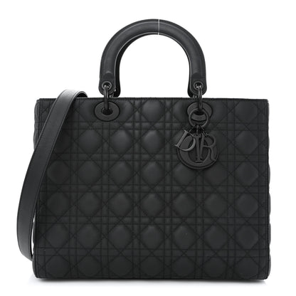 Christian Dior Ultra Matte Calfskin Cannage Large Lady Dior Black 1 of 11