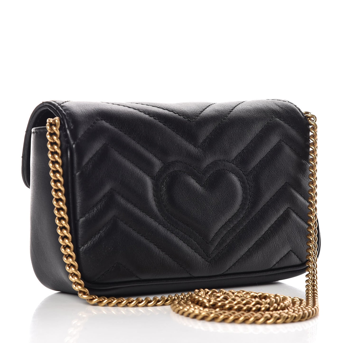 Calfskin Matelasse Super Mini GG Marmont Shoulder Bag Black