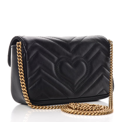 Gucci Calfskin Matelasse Super Mini GG Marmont Shoulder Bag Black 3 of 10