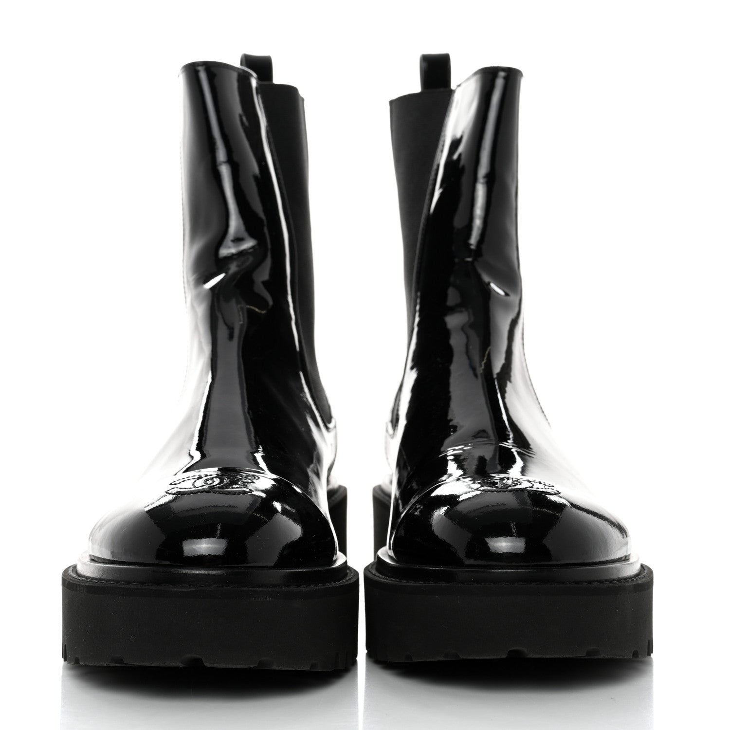 Chanel Patent Cap Toe Short Boots 41 Black 2 of 9
