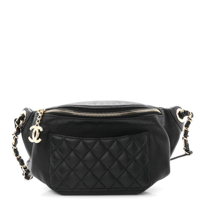 Chanel Lambskin Quilted Waist Bag Fanny Pack Black 1 of 10