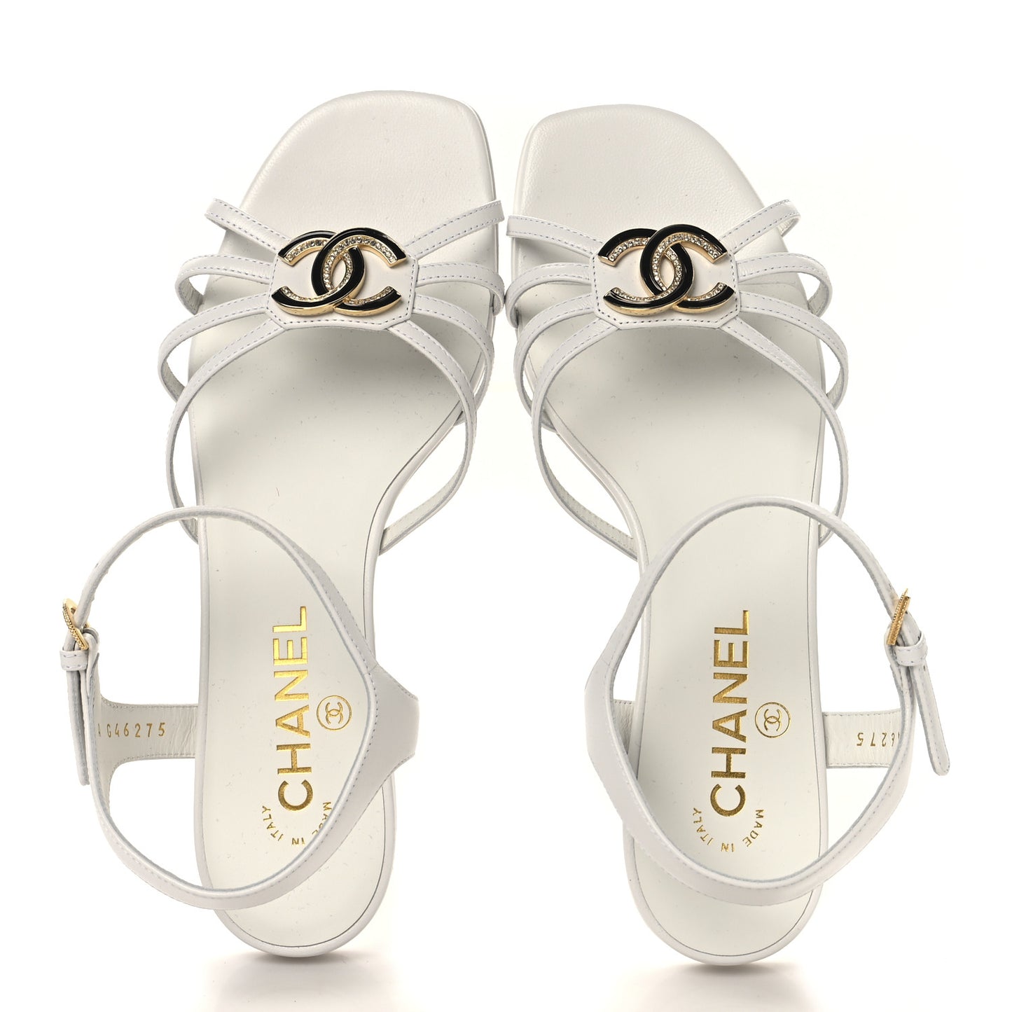 Lambskin Crystal CC Sandals 37 White
