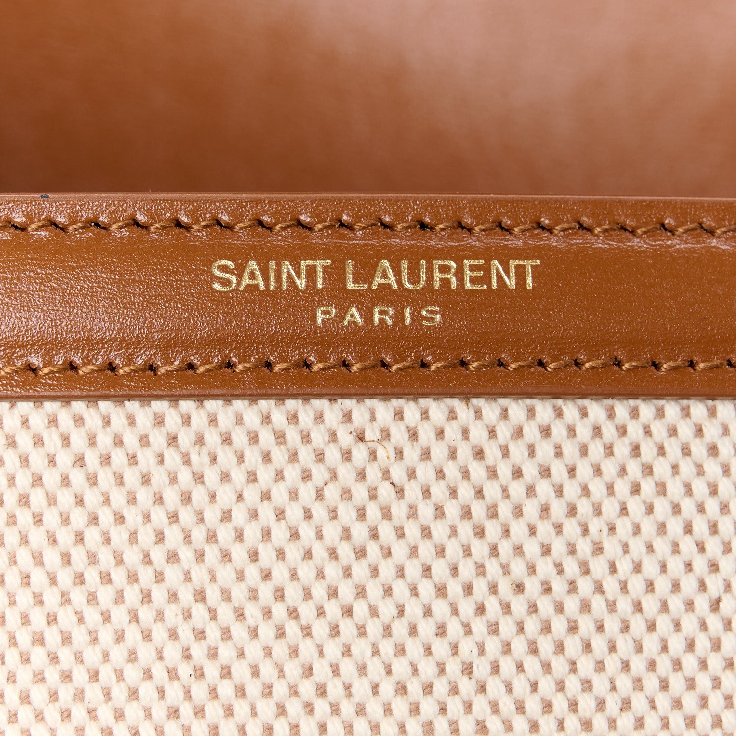 Saint Laurent Canvas Calfskin Mini Classic Monogram Cassandra Top Handle Tan Natural 7 of 12