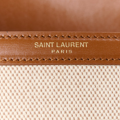 Saint Laurent Canvas Calfskin Mini Classic Monogram Cassandra Top Handle Tan Natural 7 of 12