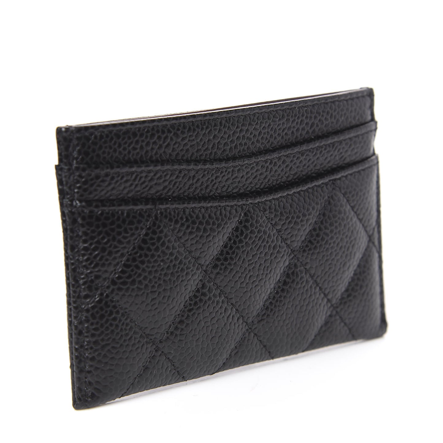 Caviar Quilted Card Holder Black
