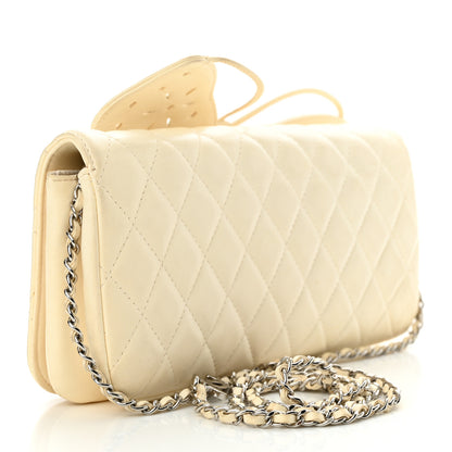 Chanel Lambskin Quilted Butterfly Chain Clutch White 3 of 21