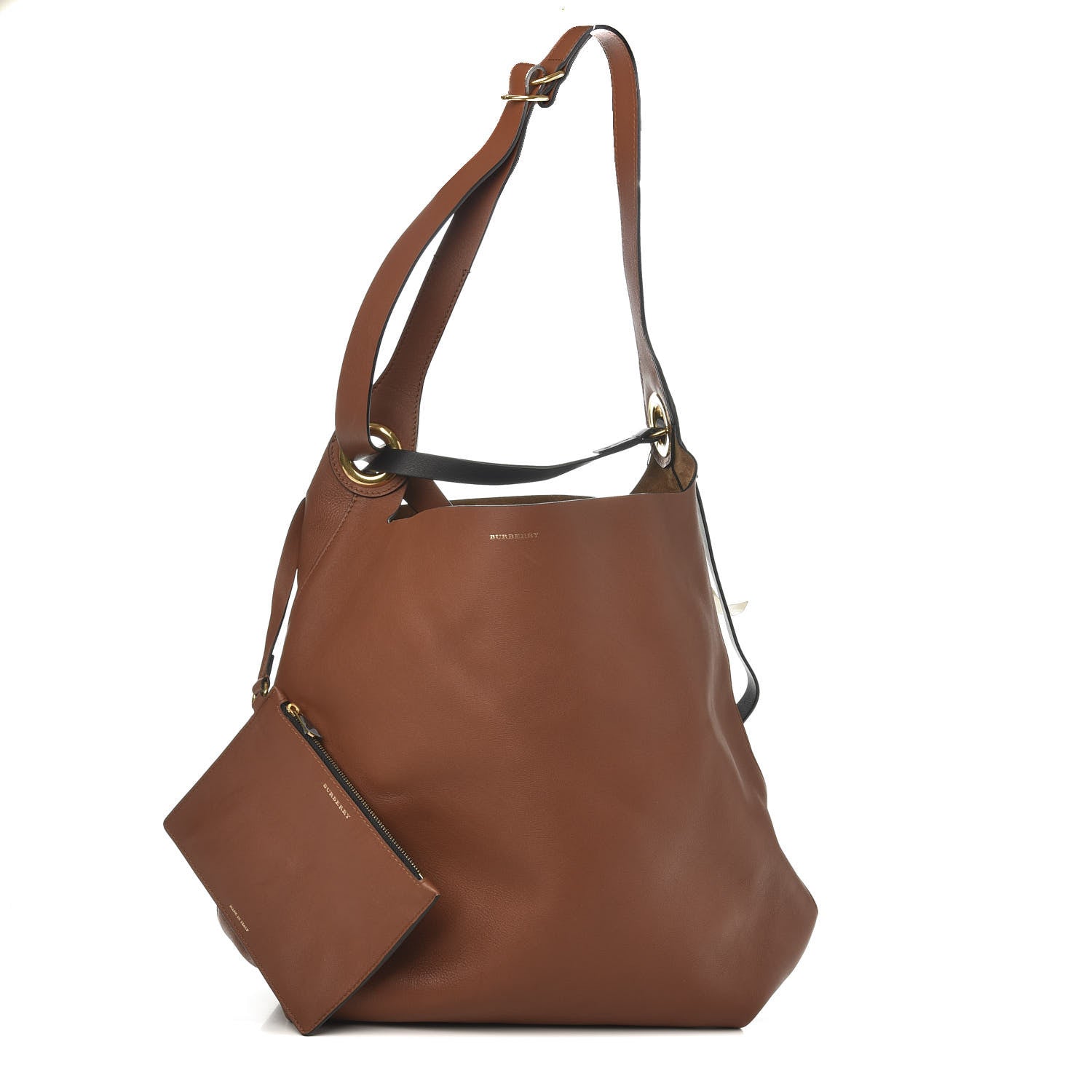 Burberry Smooth Calfskin Medium Grommet Hobo Tan 1 of 10