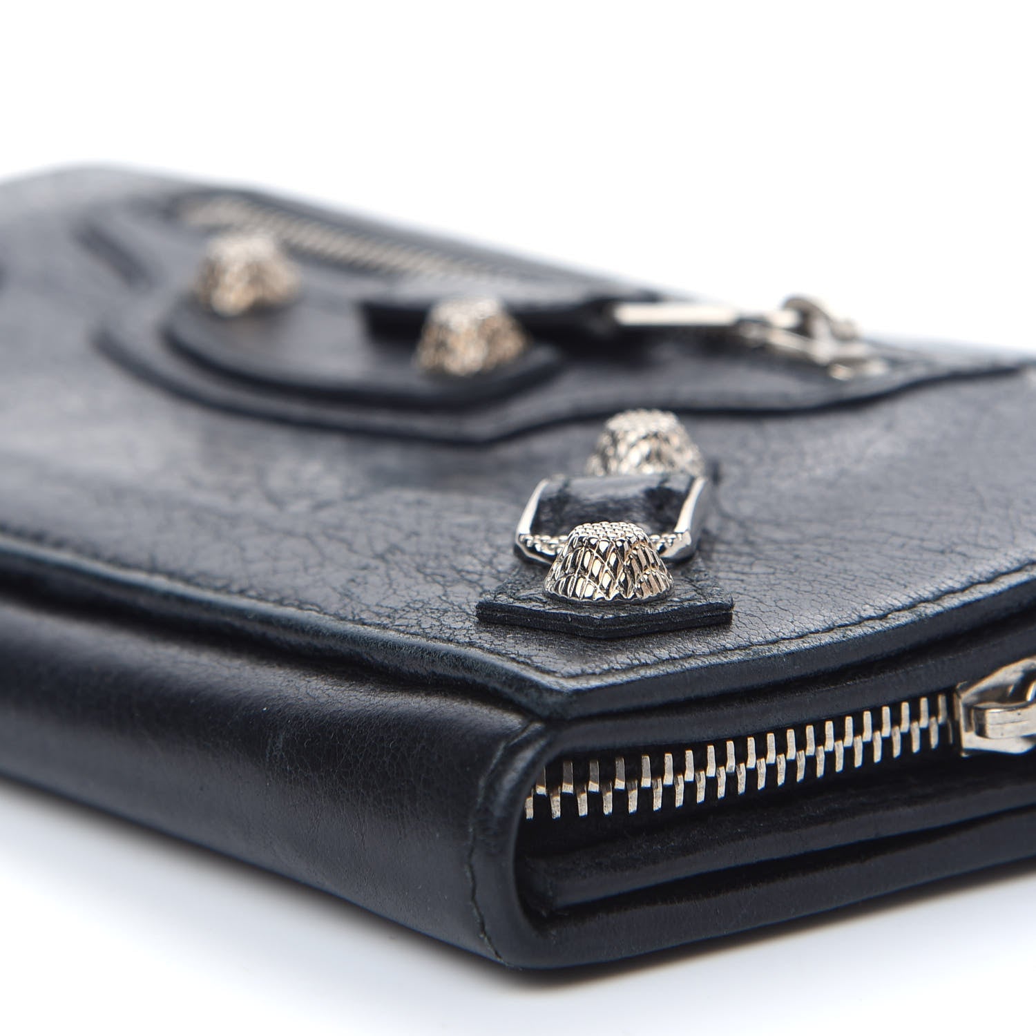 Balenciaga Agneau Giant 12 Silver Hardware Continental Wallet on Strap Black 9 of 10