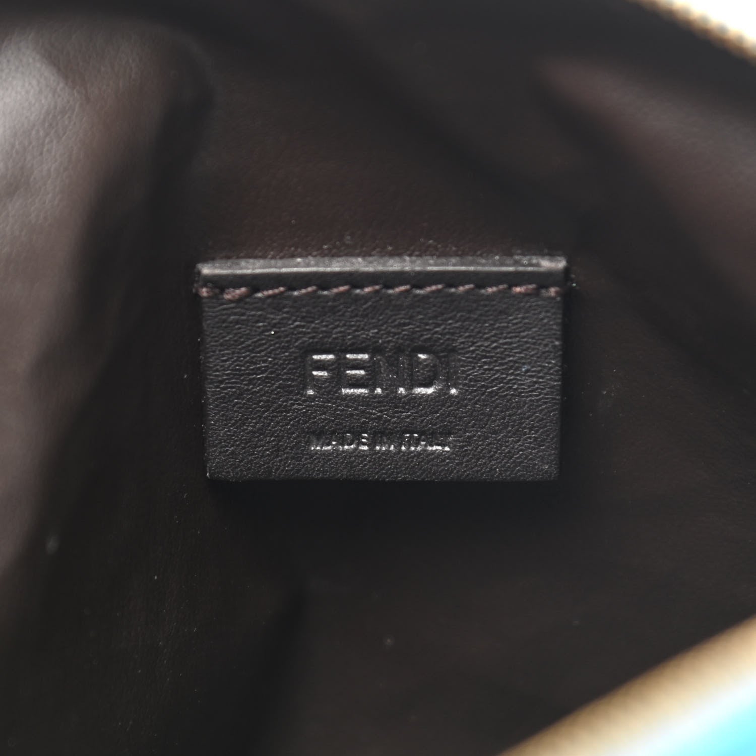 Fendi X SARAH COLEMAN Glazed Canvas Vitello King FF Vertigo Small Trapezoid Beauty Pouch Cyber Blue White 7 of 10