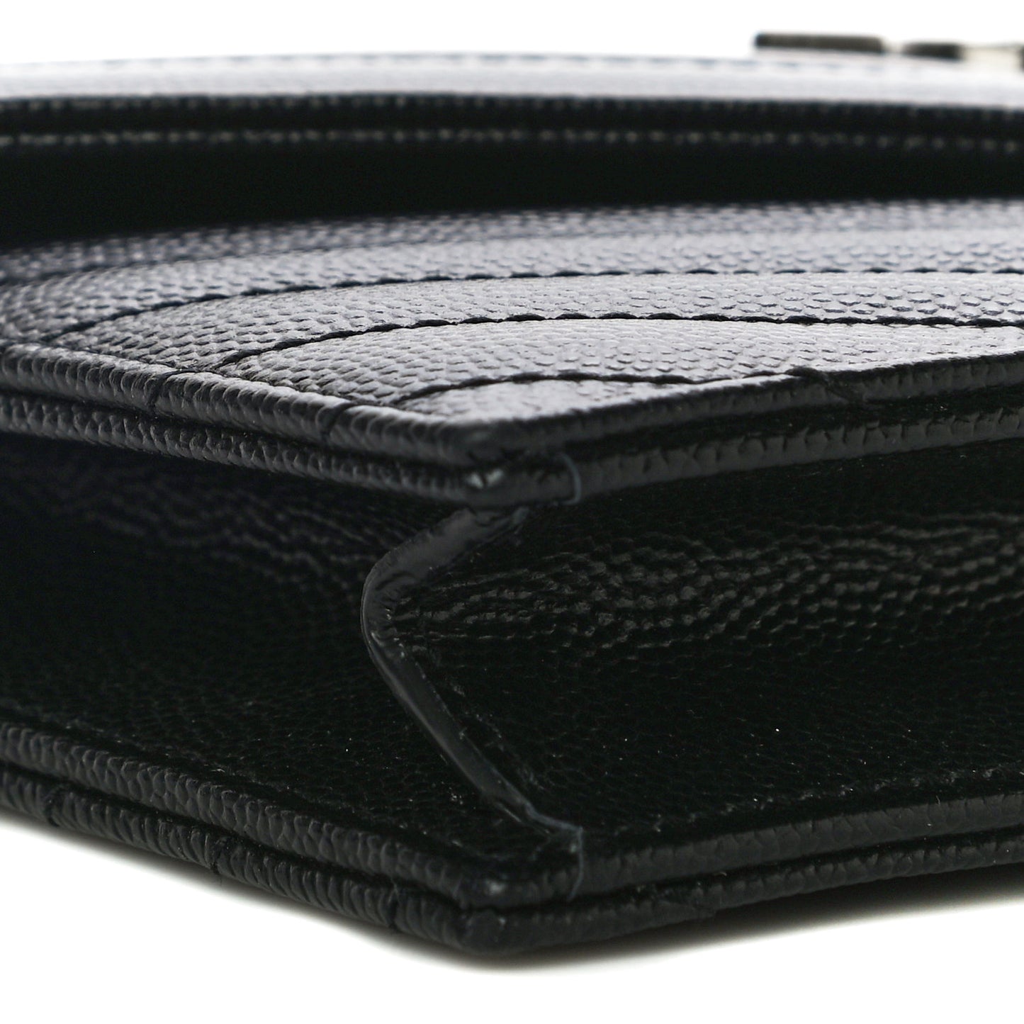 Grain De Poudre Matelasse Chevron Monogram Envelope Chain Wallet Black