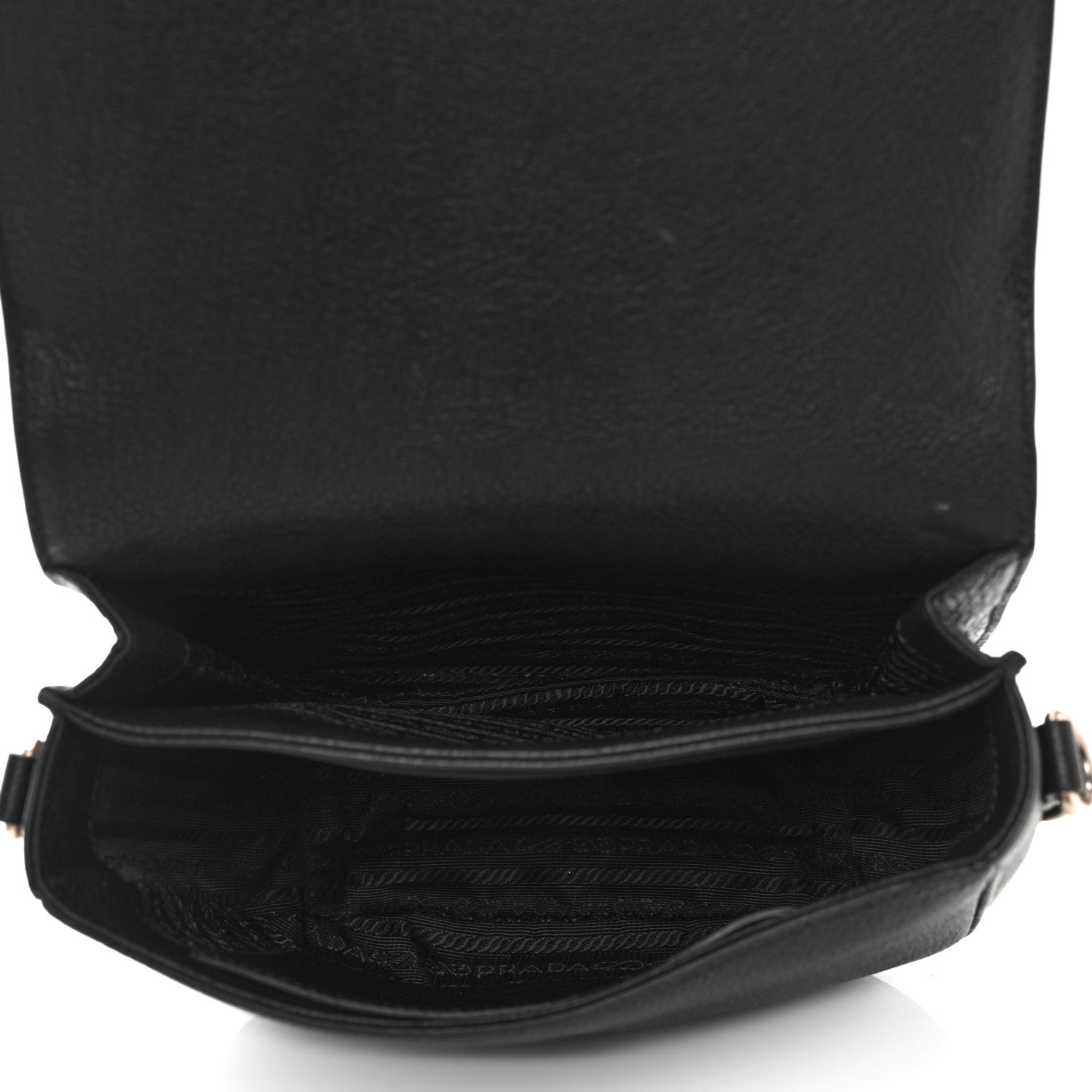 Prada Vitello Daino Soft Shoulder Flap Bag Black 5 of 9