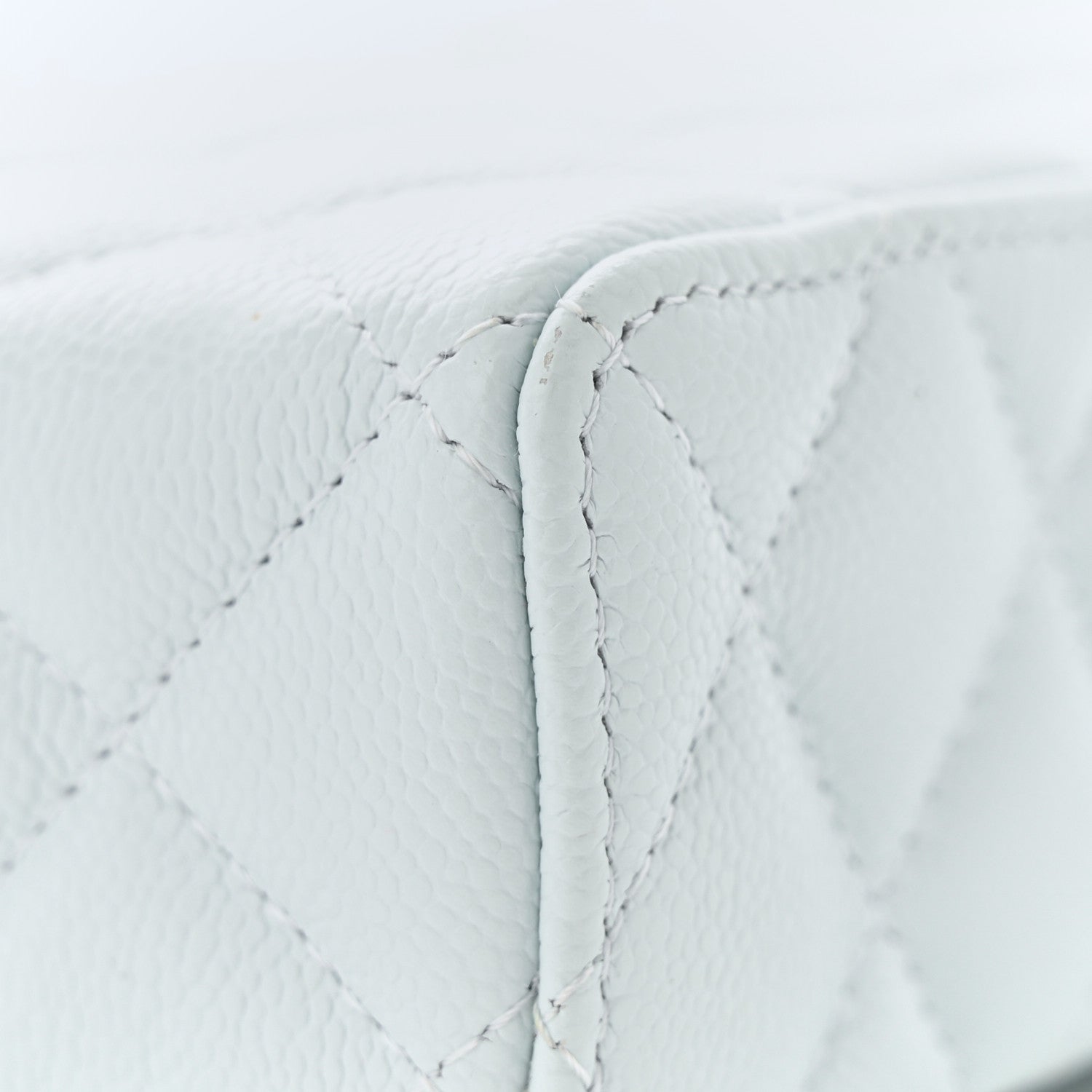 Chanel Caviar Quilted Top Handle Slim Vanity With Chain Light Blue 11 of 11