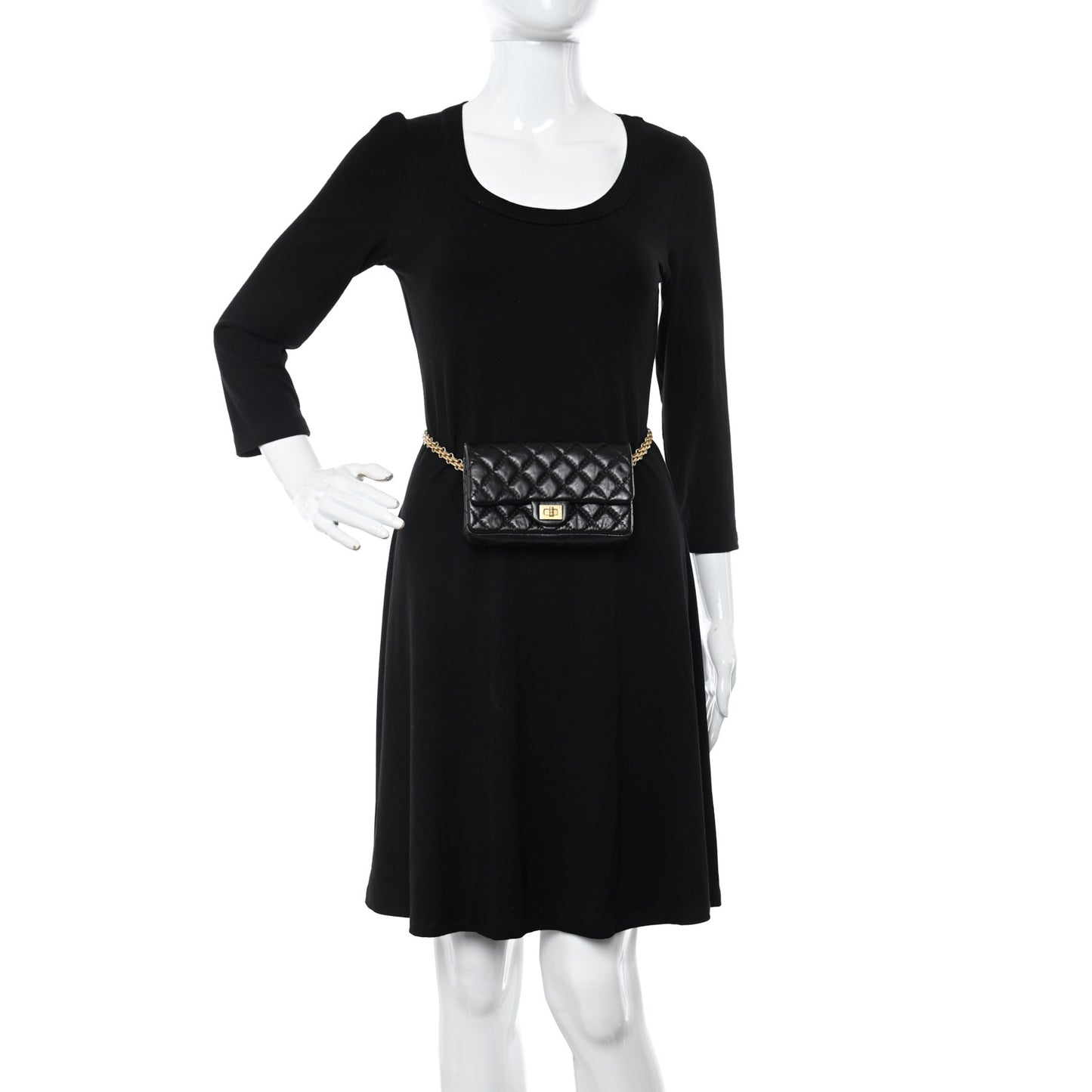 Aged Calfskin Quilted 2.55 Reissue Flap Belt Bag Clutch Black