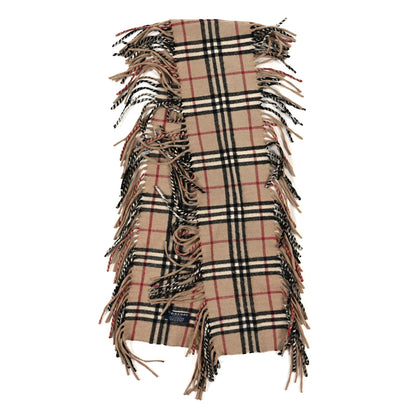 Burberry Cashmere Half Mega Check Happy Fringe Scarf Camel 2 of 3