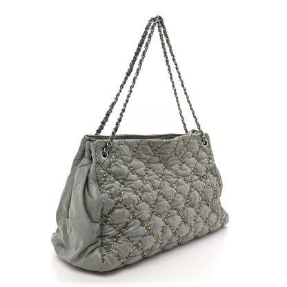 Chanel Nylon Quilted Tweed Stitch Bubble Tote Green 3 of 15