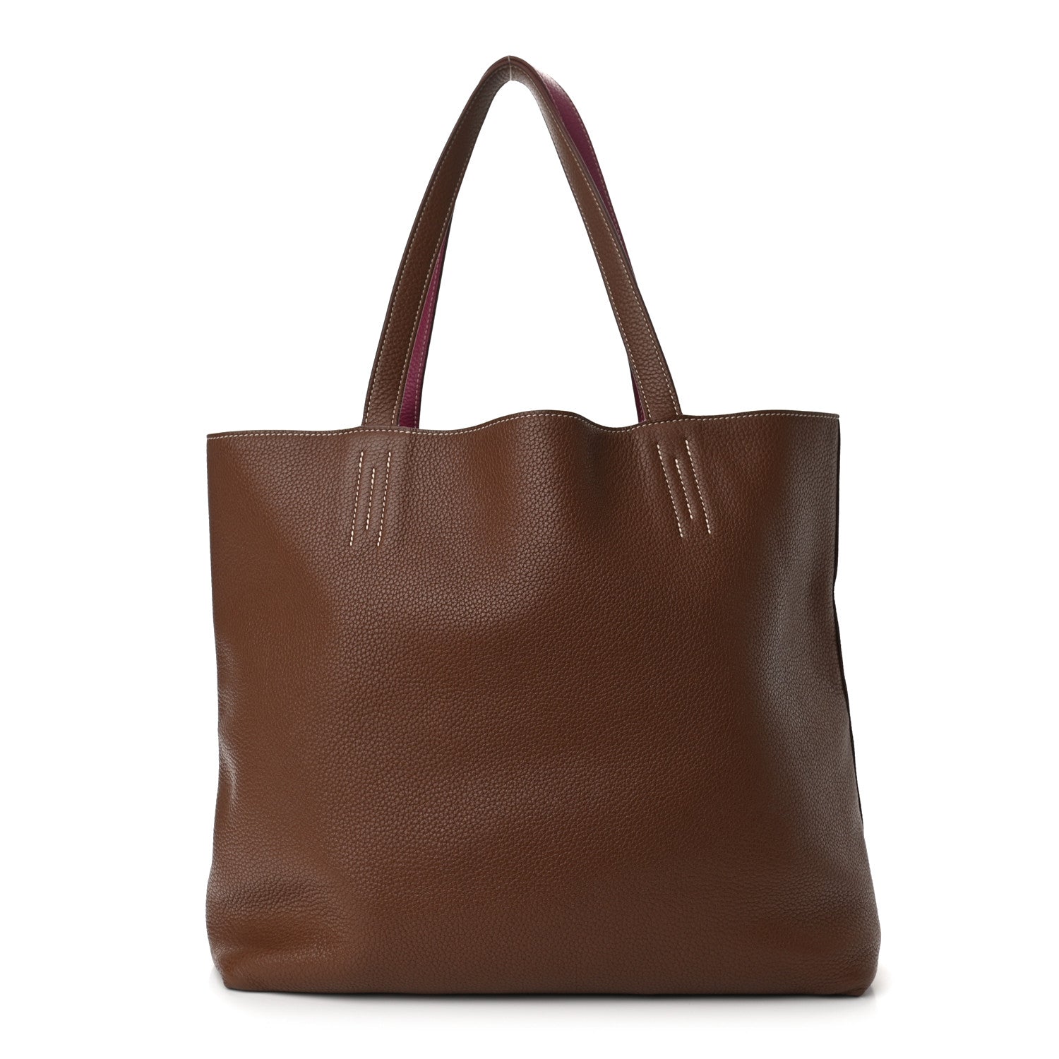Hermes Taurillon Clemence Double Sens 45 Reversible Tote Marron D'Inde Tosca 4 of 15