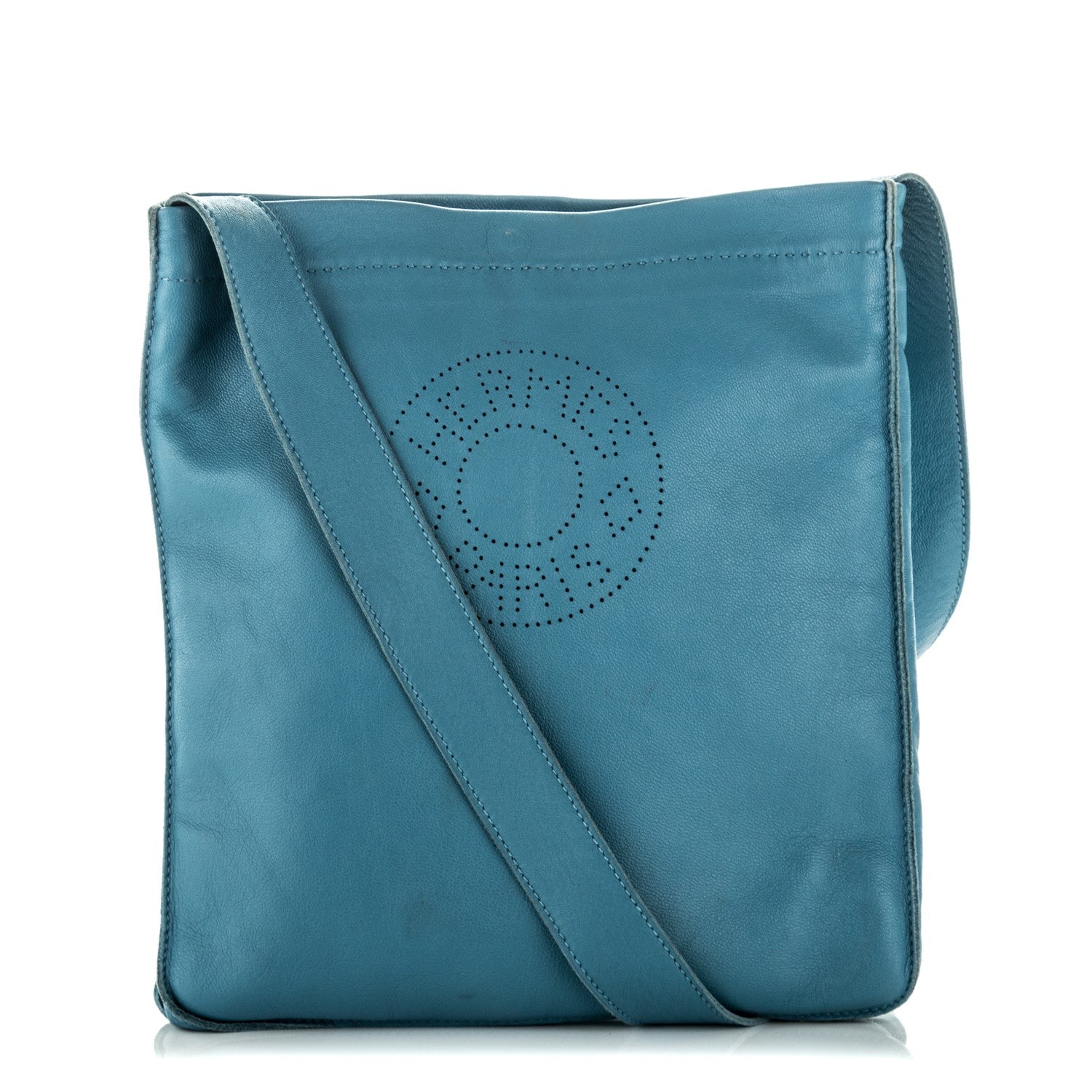 Hermes Lambskin Clou De Selle Pouch Blue Jean 1 of 7