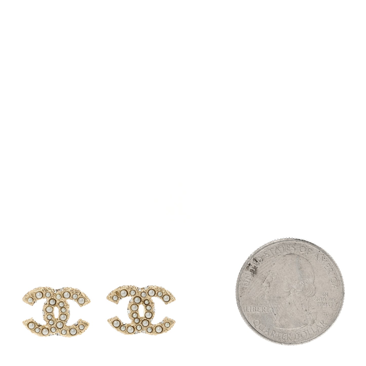 Pearl Crystal CC Earrings Light Gold