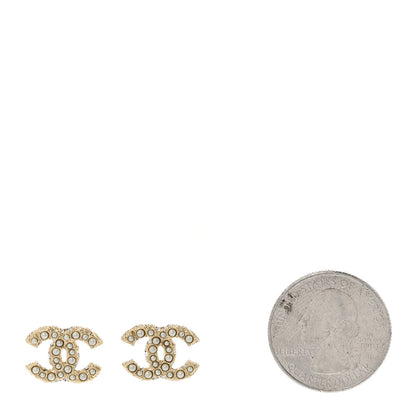 Chanel Pearl Crystal CC Earrings Light Gold 2 of 5