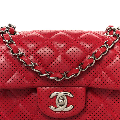 Chanel Lambskin Perforated Mini Rectangular Flap Dark Pink 9 of 12